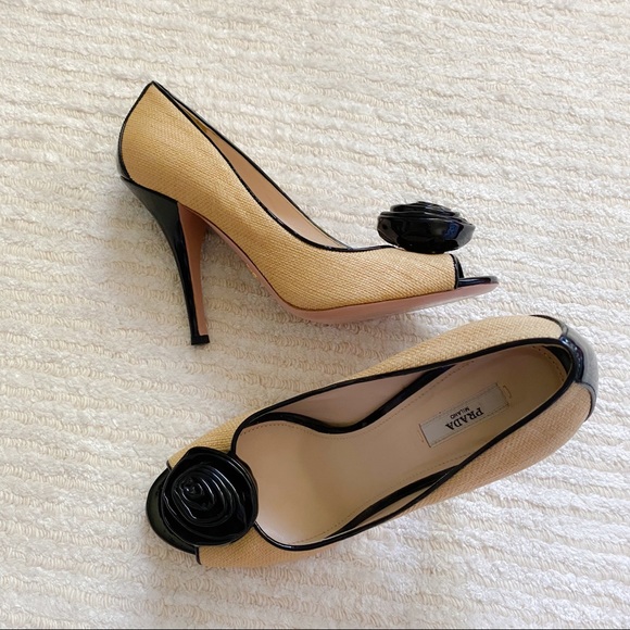Prada peep toe raffia pumps - Picture 15 of 16